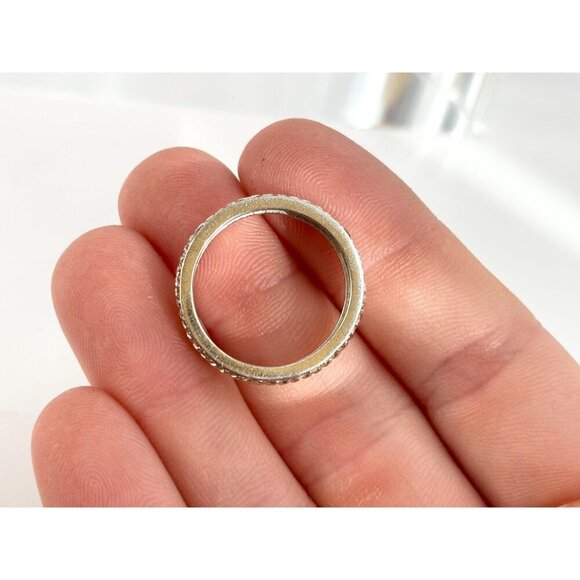 Wedding Band | Stackable Sterling Silver Vintage Double Row Ring - sz 8 - Picture 6 of 9